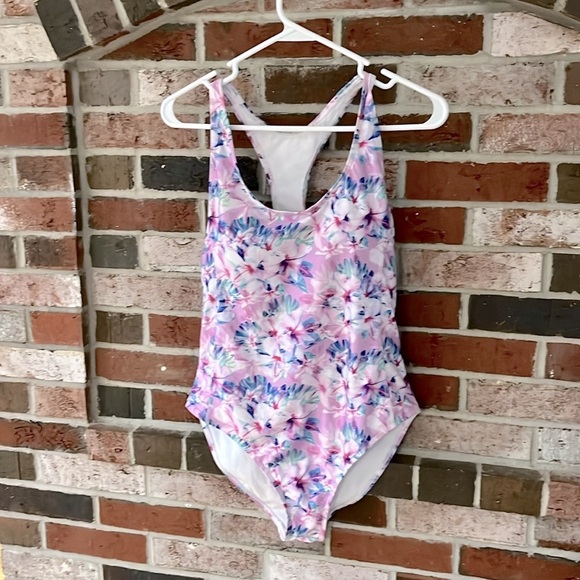 NICOLE MILLER Lavender Floral Racerback One Piece Swimsuit NWOT - Picture 1 of 9